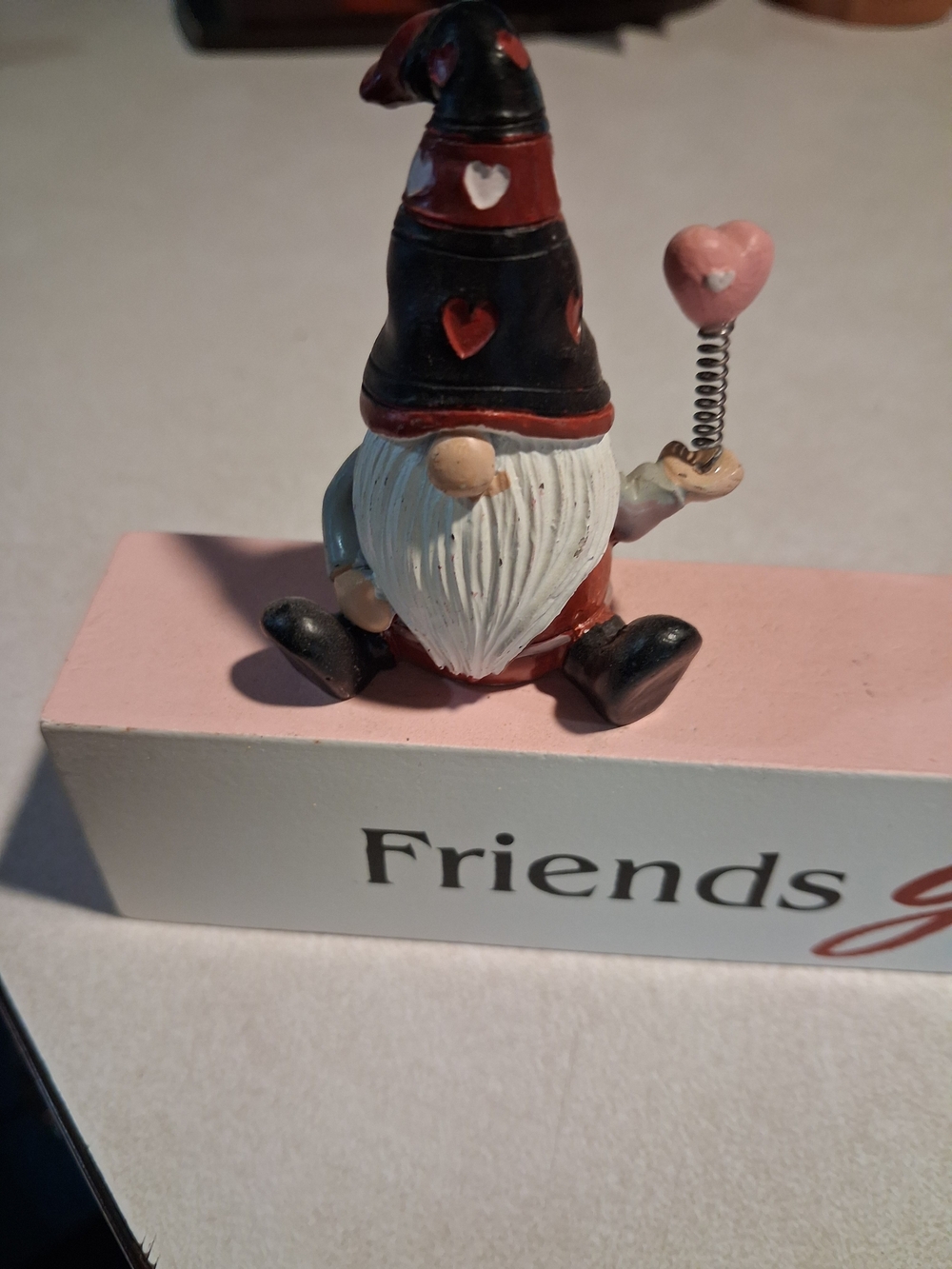 Heart Gnome Figurine | Pink and Black Home Accent